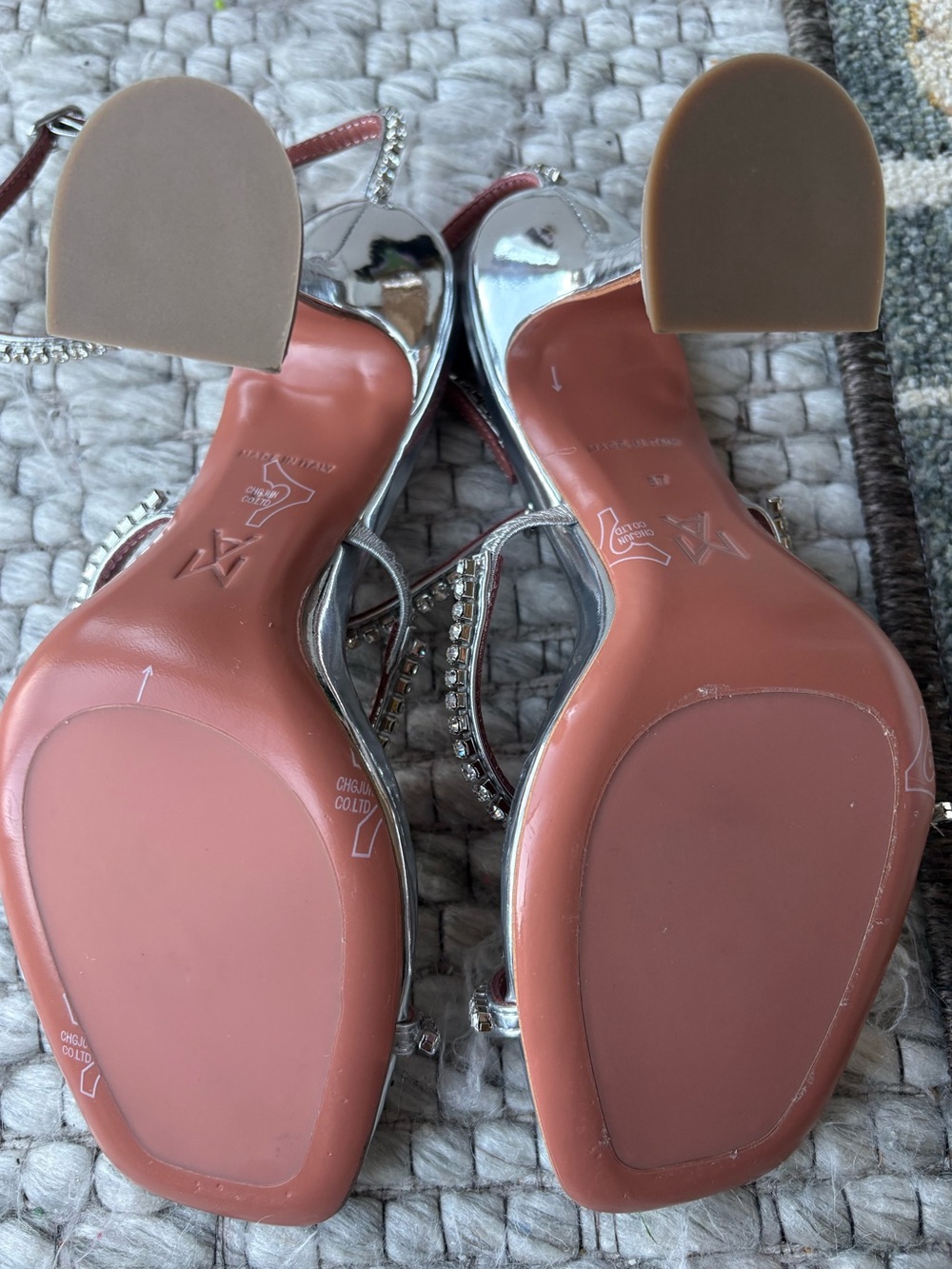 Amina Muaddi Gilda Sandals Silver size 6 - Picture 8 of 11